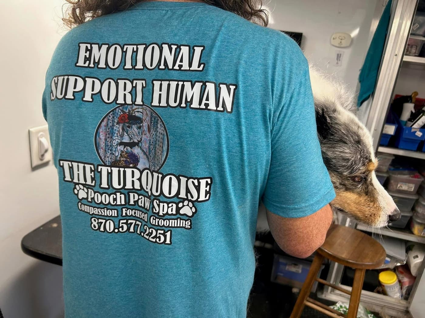 Emotional Support Human providing compassion focused grooming at Turquoise Pooch Paw Spa